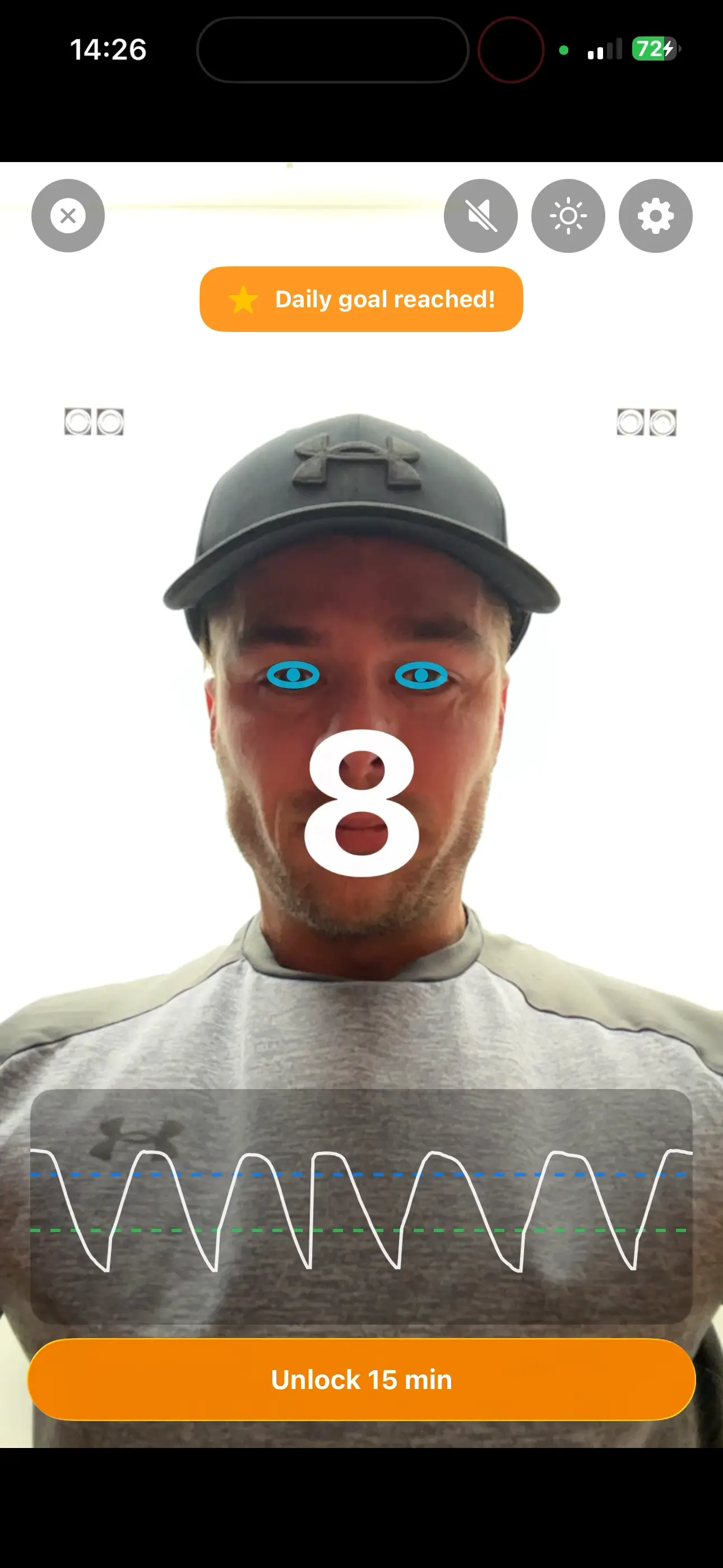 PushFirst Tracking screen showing motion detection for pushup counting